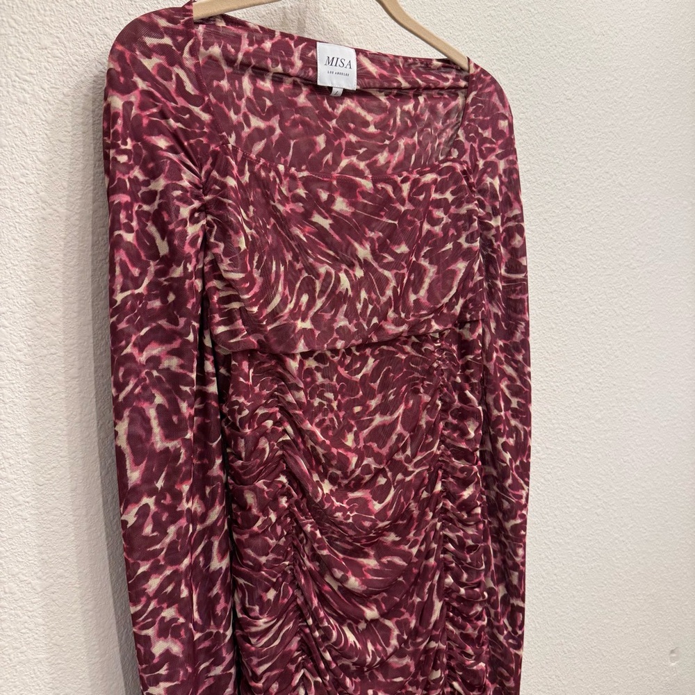 Misa Los Angeles Fuchsia Long Sleeve Dress - Picture 3 of 10